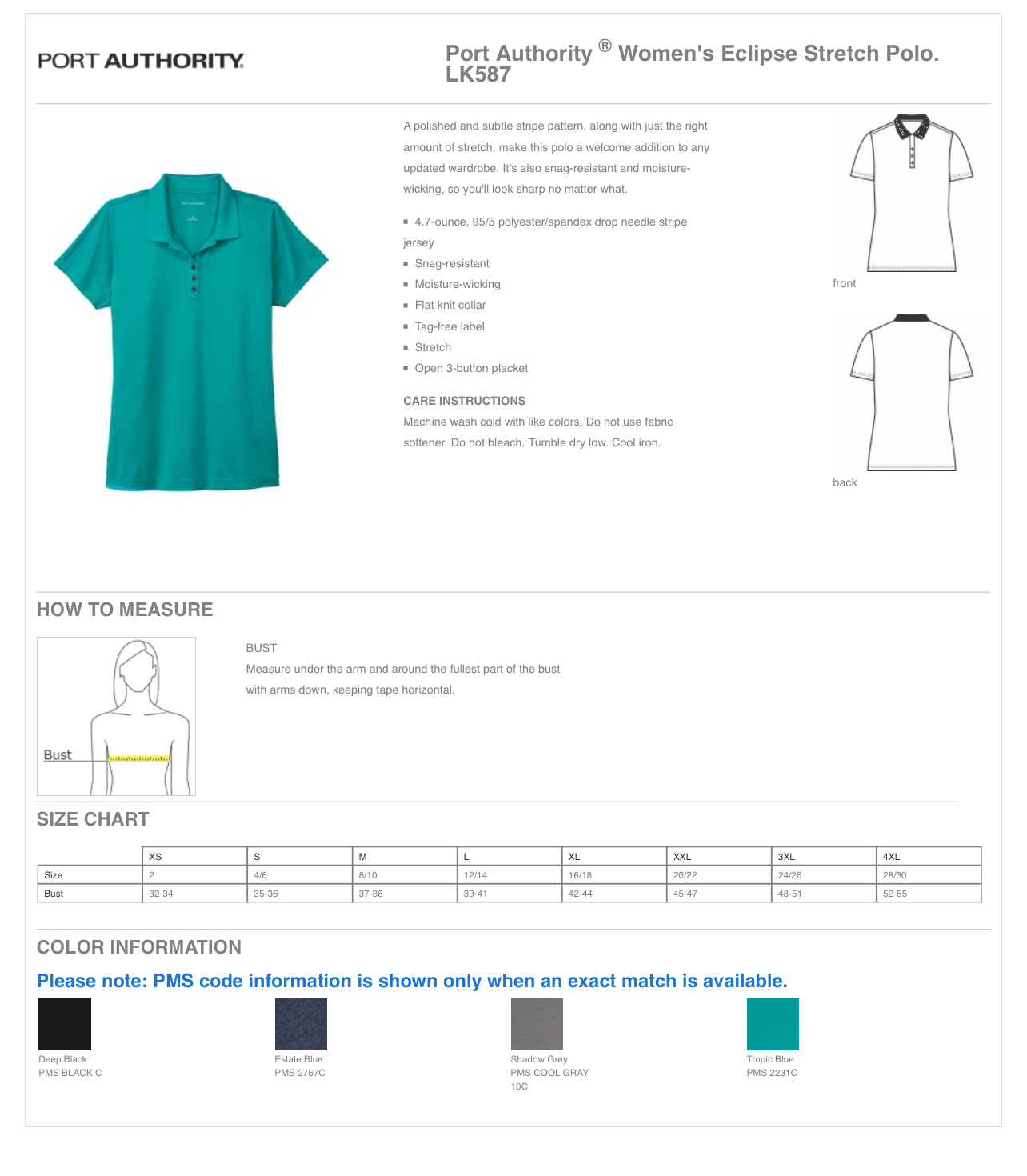 APIS - PORT AUTHORITY Women's Eclipse Stretch Polo