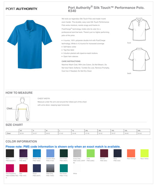 APIS - PORT AUTHORITY Silk Touch Performance Polo