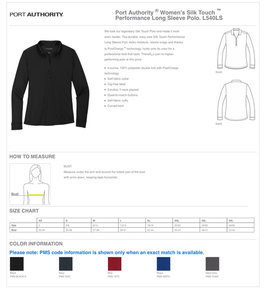 APIS - PORT AUTHORITY Women's Silk Touch Performance Long Sleeve Polo