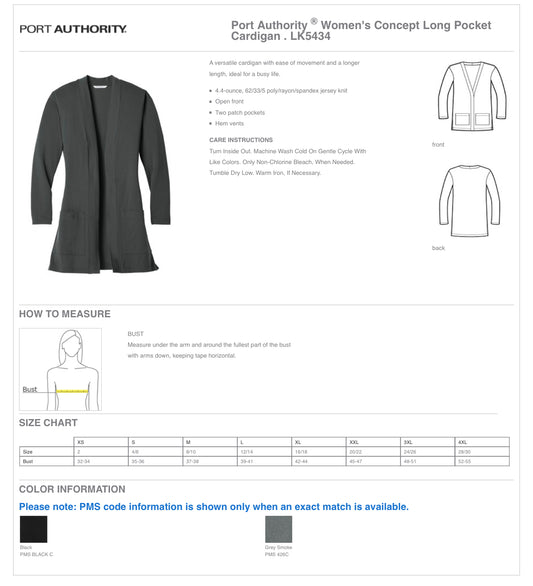 APIS - PORT AUTHORITY Women's Concept Long Pocket Cardigan