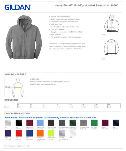 APIS - Gildan Heavy Blend Full Zip Hooded Swaetshirt
