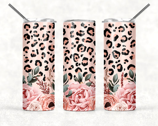 Black Leopard Flower Tumbler